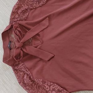 Dusty pink tie blouse